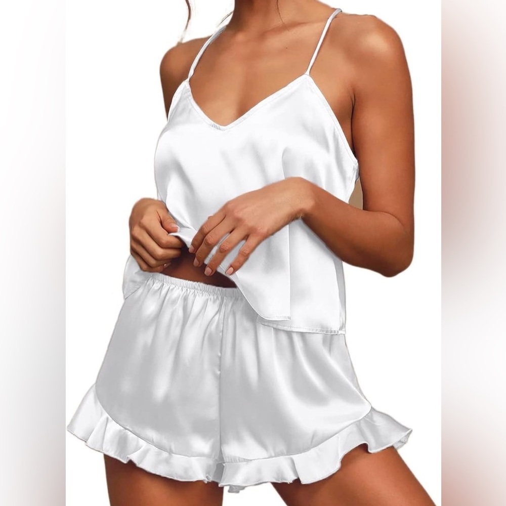 Wedding / Bachelorette Get Ready Set with Satin Robe and 2 Sleepwear Sets